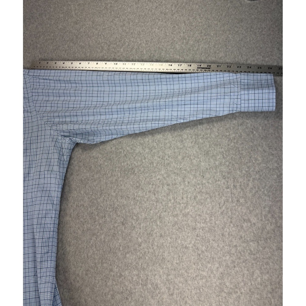 Peter Millar Shirt Mens XL Blue‎ Plaid Summer Comfort Performance Long Sleeve - Picture 4 of 9
